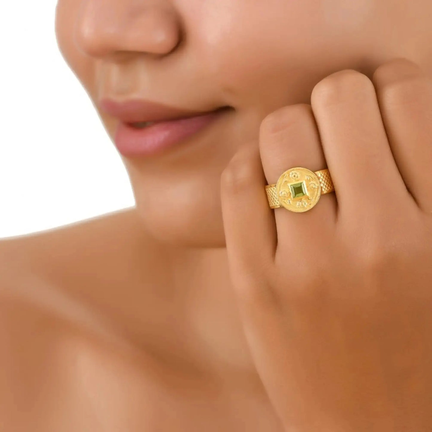 Peridot Sterling Silver Vermeil Ring Size 8.5 Tarazed Gems & Jewellery