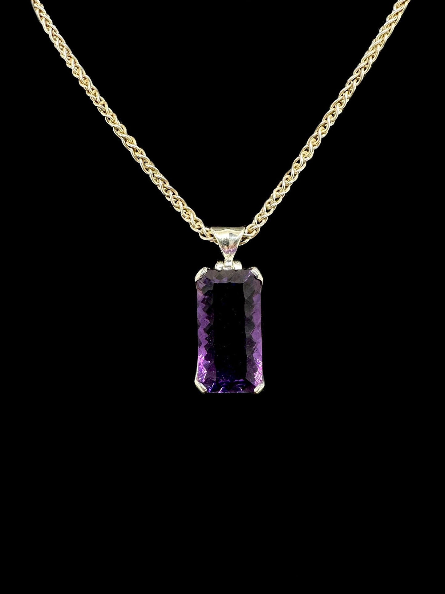 Amethyst Rectangle Fantasy Cut Pendant Tarazed Gems & Jewellery