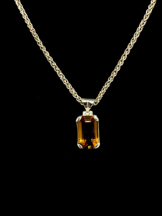 Citrine Emerald Cut Pendant Tarazed Gems & Jewellery