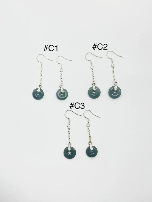 Guatemala Jade "Ping An Kou" Earrings (Silver Plated) Tarazed Gems & Jewellery