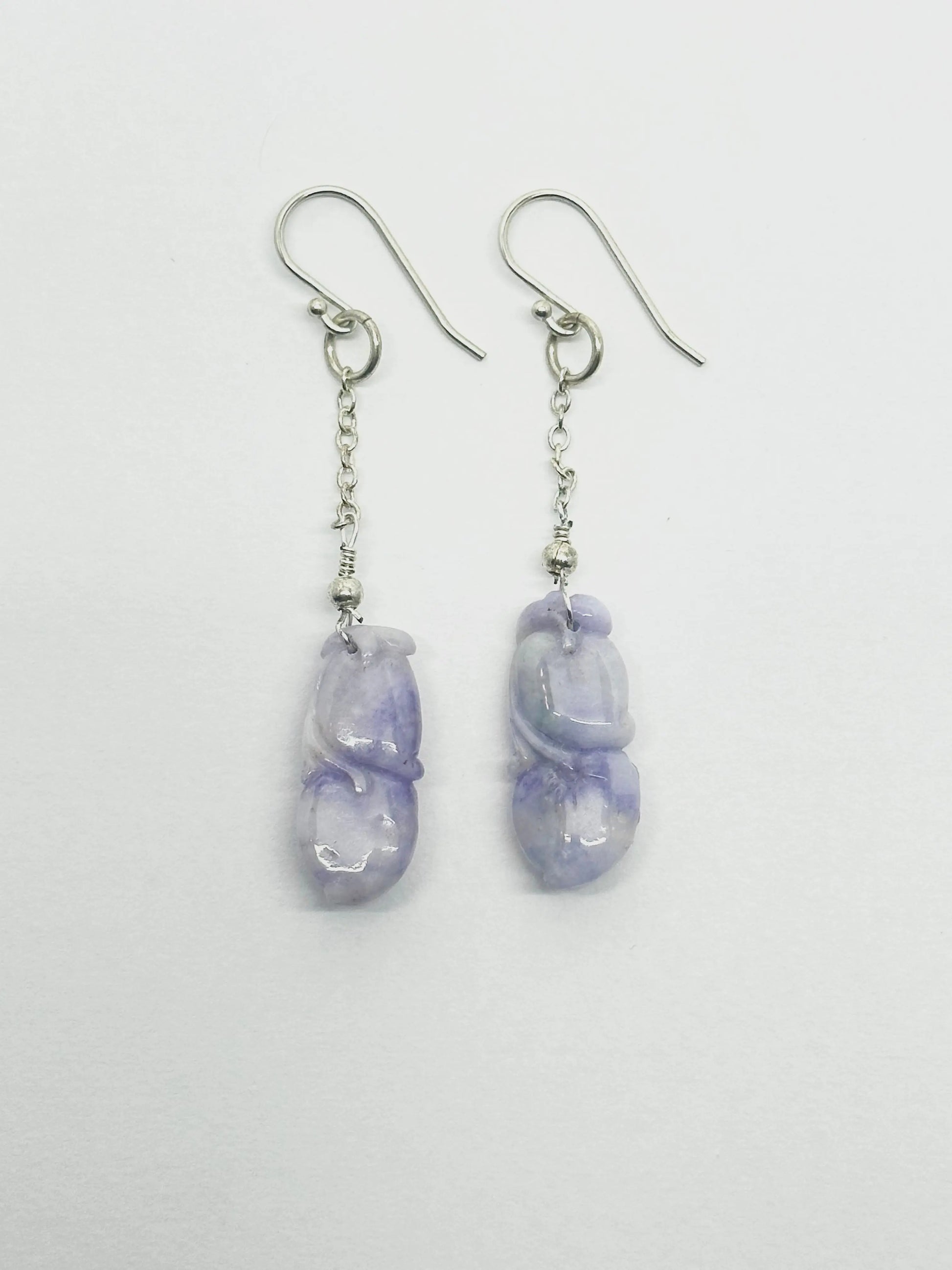 Lavender Jade Peach (仙桃) Carving Earrings Tarazed Gems & Jewellery