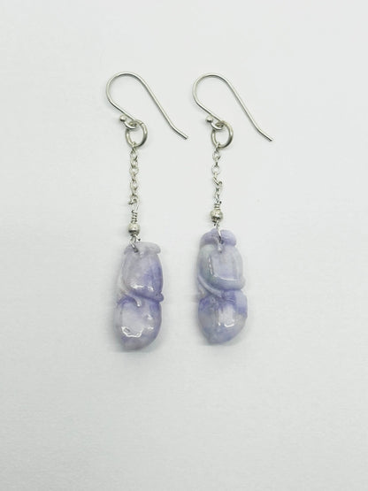 Lavender Jade Peach (仙桃) Carving Earrings Tarazed Gems & Jewellery