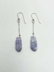 Lavender Jade Peach (仙桃) Carving Earrings Tarazed Gems & Jewellery