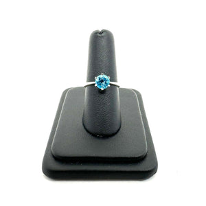 Swiss Blue Topaz Round Solitaire Ring Size 7 Tarazed Gems & Jewellery