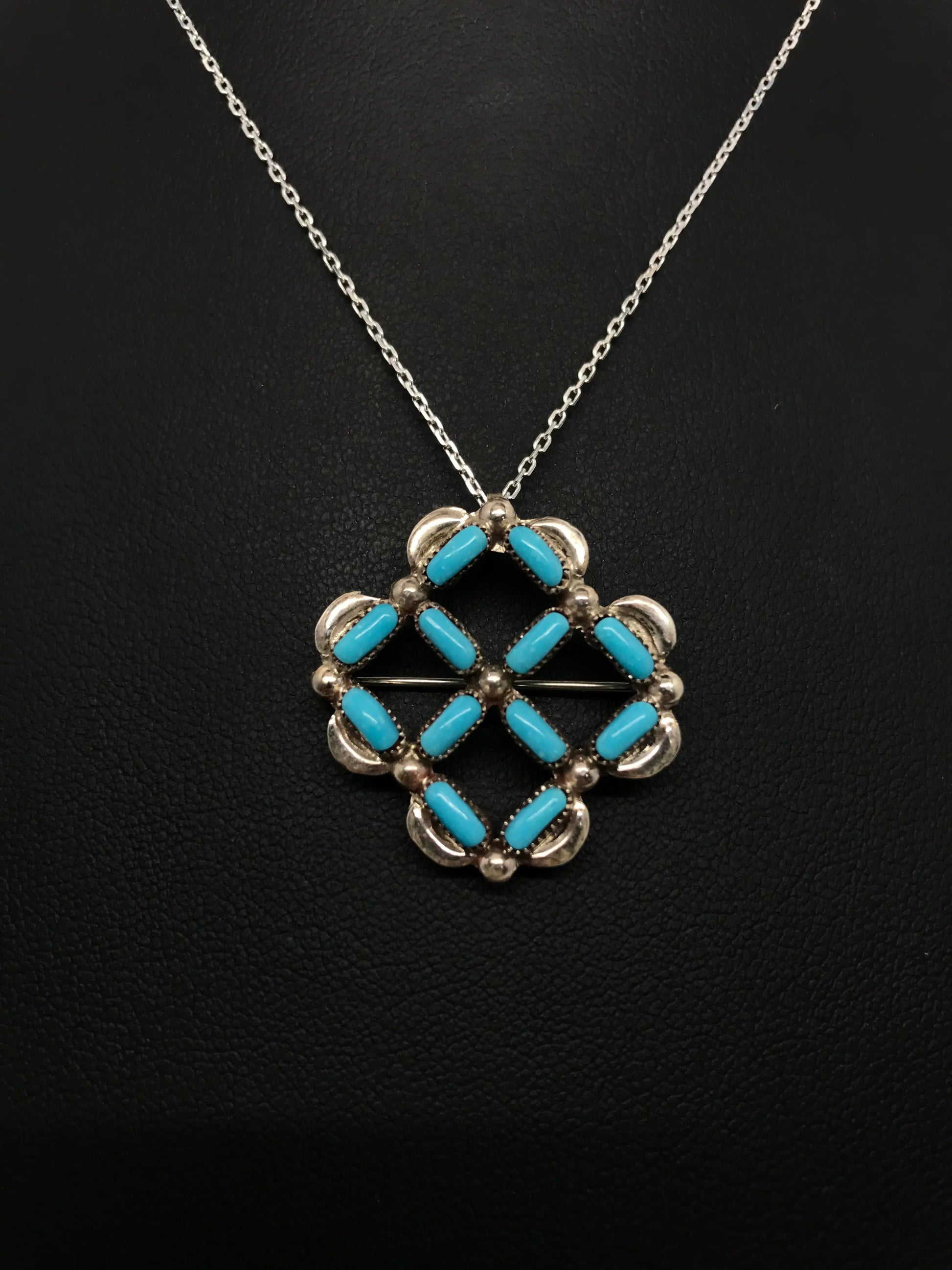 A:shiwi (Zuni) Sleeping Beauty Turquoise Pendant or Brooch Tarazed Gems & Jewellery