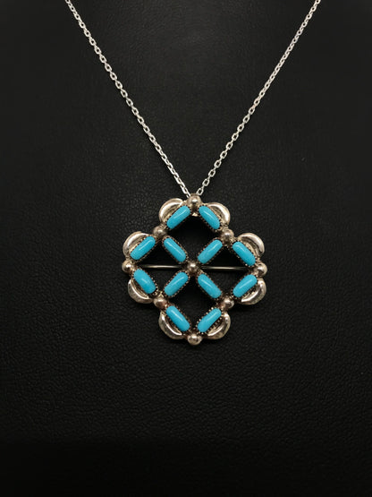 A:shiwi (Zuni) Sleeping Beauty Turquoise Pendant or Brooch Tarazed Gems & Jewellery