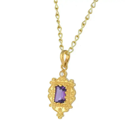 Amethyst and Pearl Sterling Silver Vermeil Pendant Tarazed Gems & Jewellery