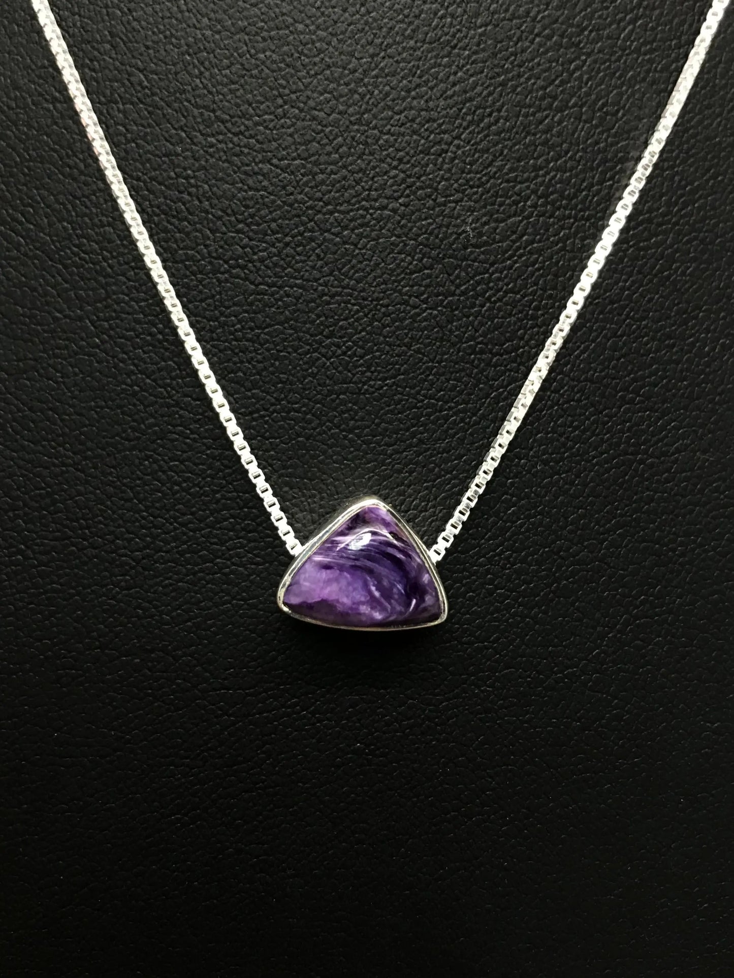 Charoite Triangle Necklace With Chain Tarazed Gems & Jewellery