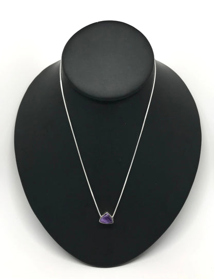 Charoite Triangle Necklace With Chain Tarazed Gems & Jewellery