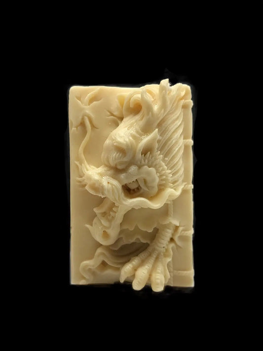 Chinese Dragon (龙) Breaking Through Book Antler Carving Tarazed Gems & Jewellery