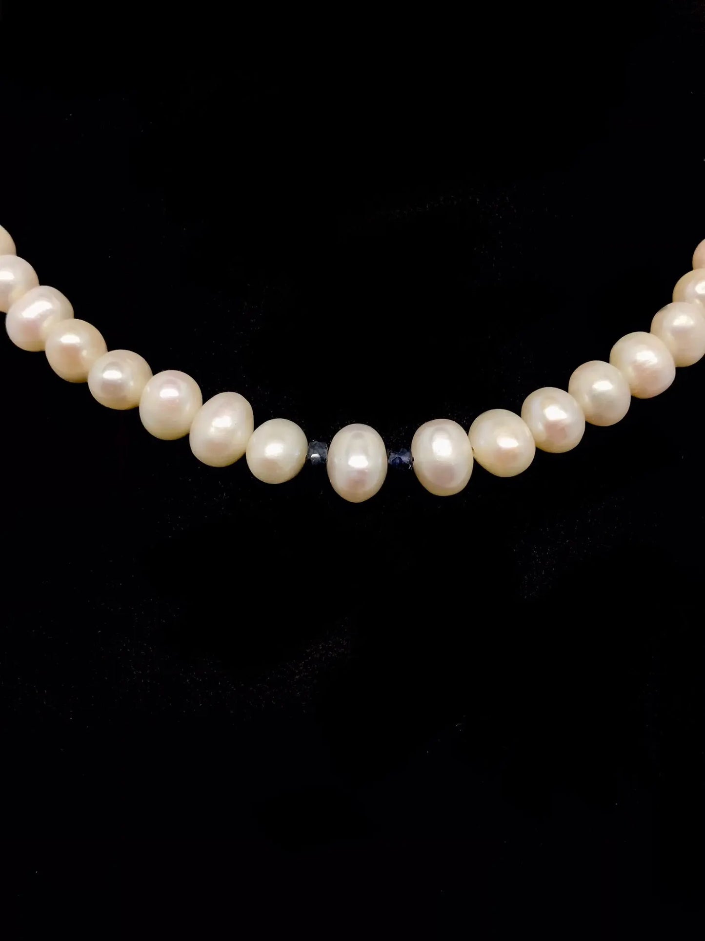 Freshwater Pearl and Sapphire Necklace 17" Tarazed Gems & Jewellery