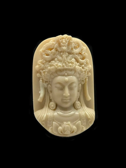 Guanyin (观音) Antler Carving Tarazed Gems & Jewellery