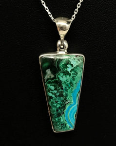 Malachite and Chrysocolla Trapezoid Pendant Tarazed Gems & Jewellery