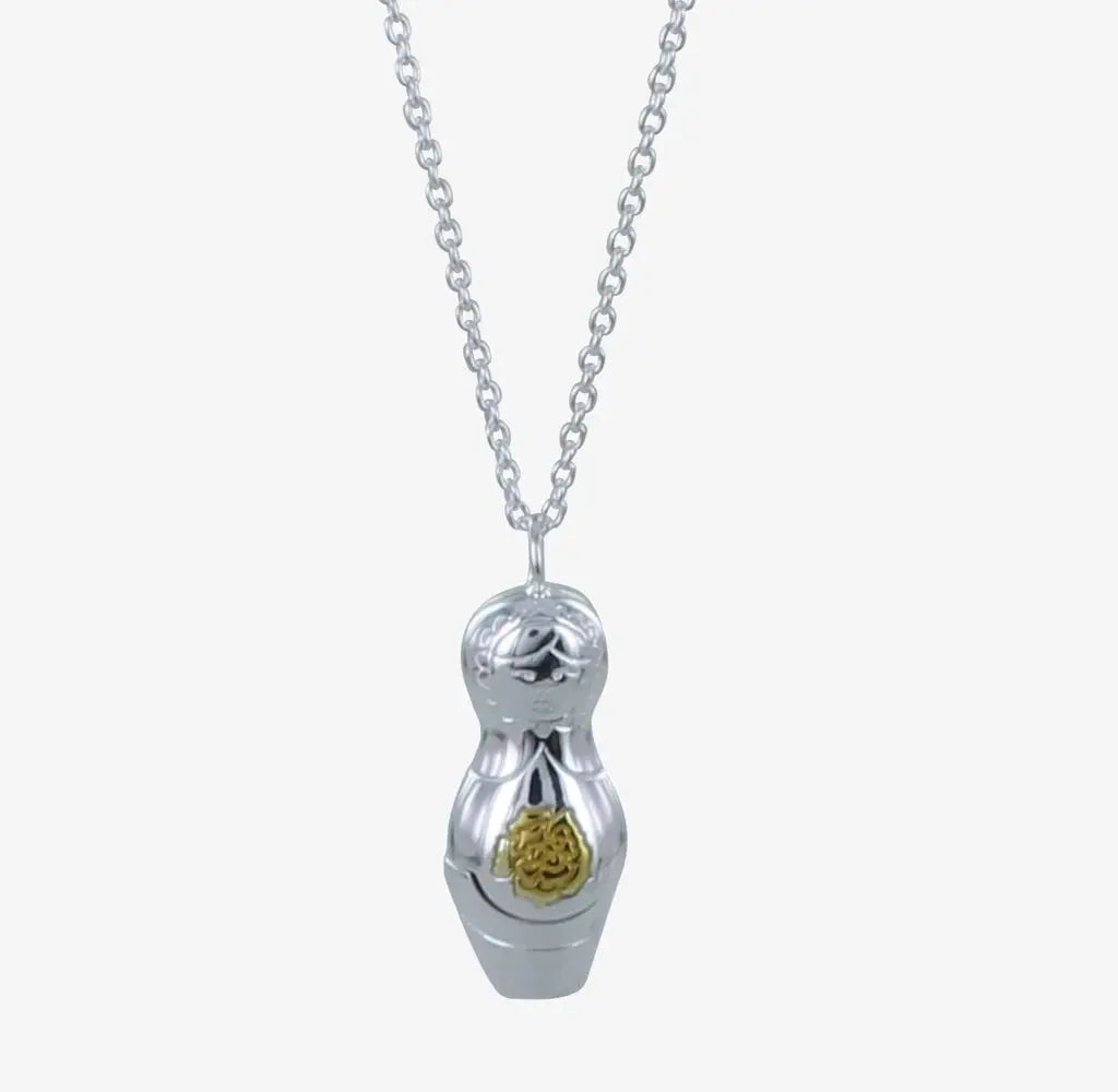 Matryoshka Doll Sterling Silver and Vermeil Necklace Tarazed Gems & Jewellery