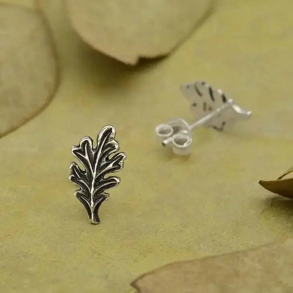 Oak Leaf Sterling Silver Stud Earrings Tarazed Gems & Jewellery