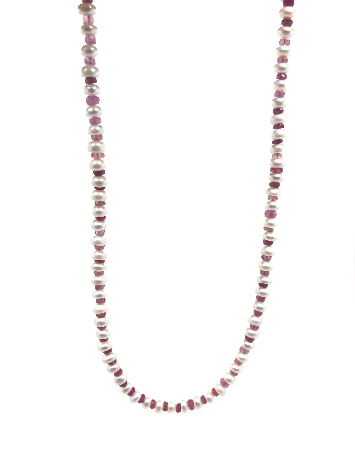 Pearl, Pink Sapphire and Ruby 16" Necklace Tarazed Gems & Jewellery