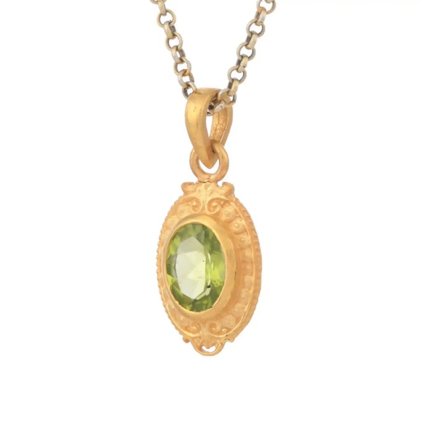 Peridot Sterling Silver Vermeil Pendant Tarazed Gems & Jewellery