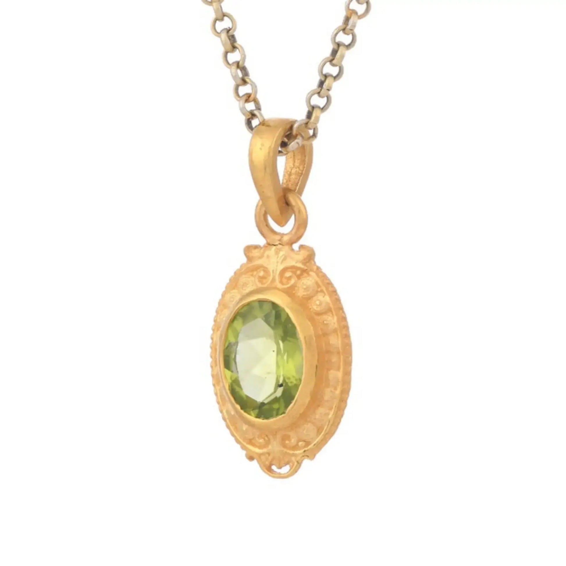 Peridot Sterling Silver Vermeil Pendant Tarazed Gems & Jewellery