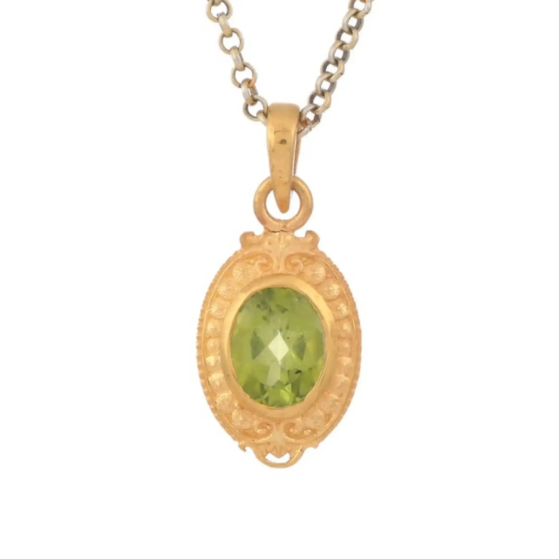 Peridot Sterling Silver Vermeil Pendant Tarazed Gems & Jewellery