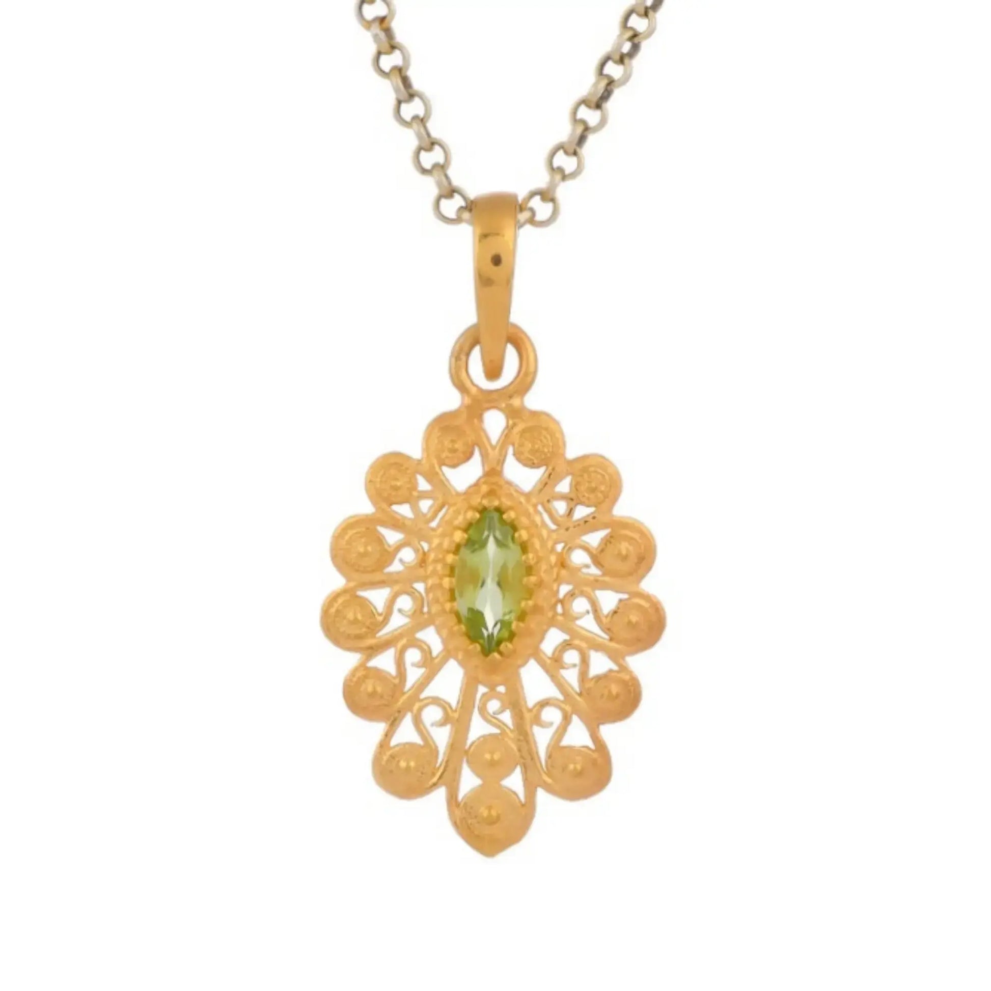 Peridot Sterling Silver Vermeil Pendant Tarazed Gems & Jewellery