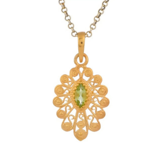 Peridot Sterling Silver Vermeil Pendant Tarazed Gems & Jewellery