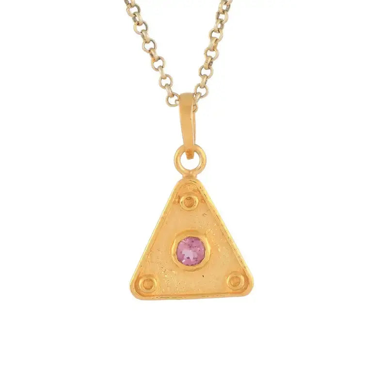 Pink Tourmaline Sterling Silver Vermeil Pendant Tarazed Gems & Jewellery