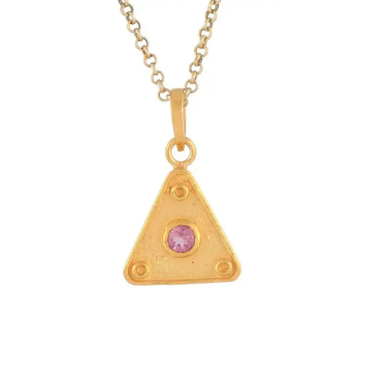 Pink Tourmaline Sterling Silver Vermeil Pendant Tarazed Gems & Jewellery