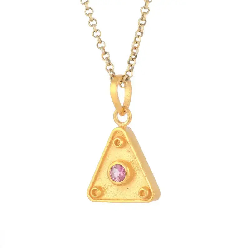 Pink Tourmaline Sterling Silver Vermeil Pendant Tarazed Gems & Jewellery