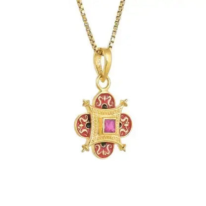 Ruby Enameled Sterling Silver Vermeil Pendant Tarazed Gems & Jewellery