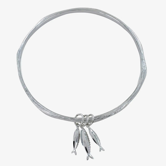 Sterling Silver Fish Bangle Tarazed Gems & Jewellery