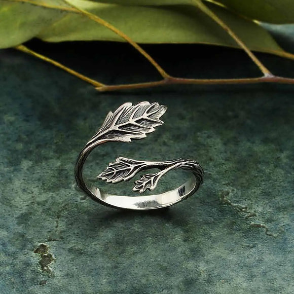 Sterling Silver Leaf Ring (Adjustable) Tarazed Gems & Jewellery