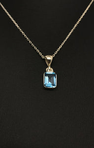 Swiss Blue Topaz Rectangle Pendant Tarazed Gems & Jewellery